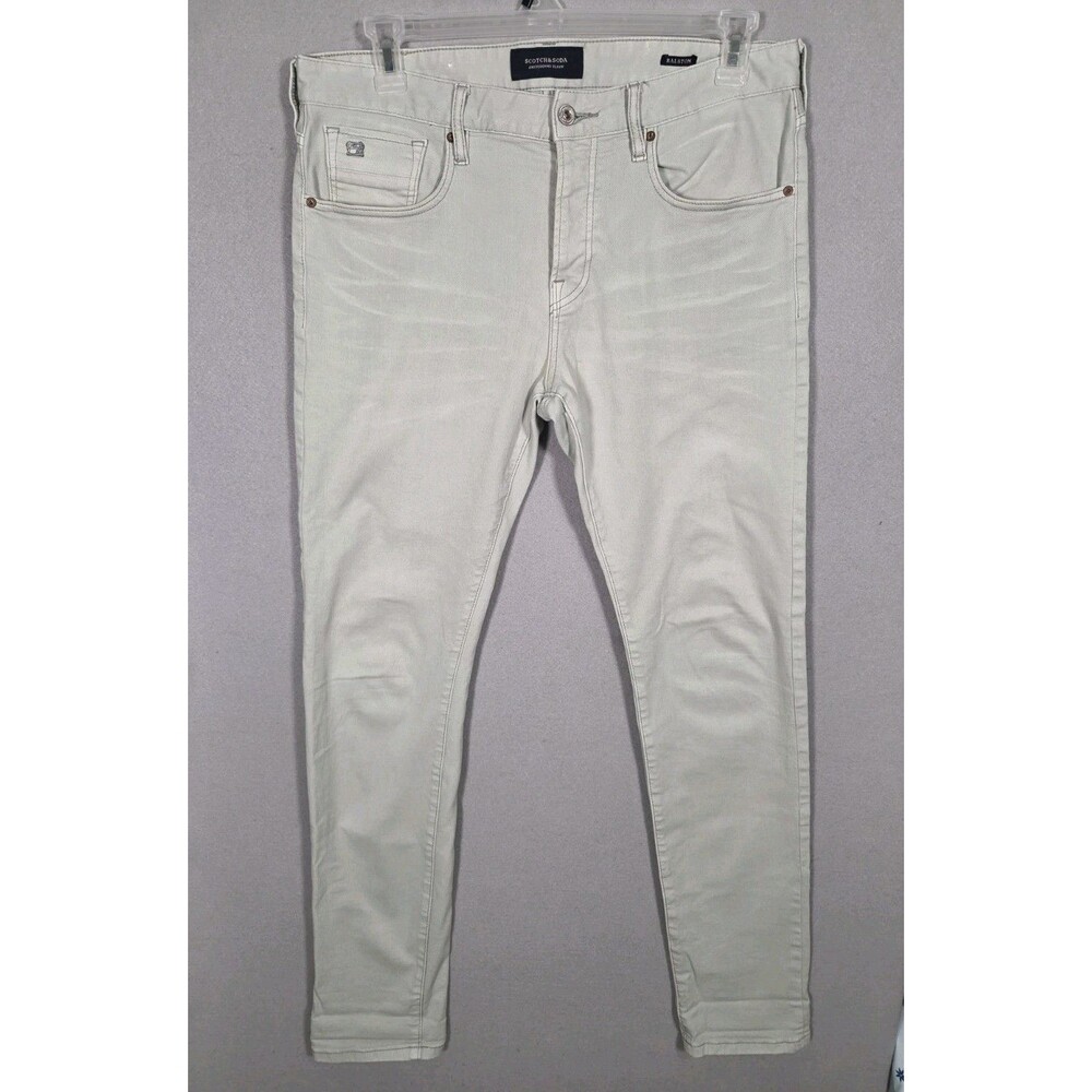 Scotch & Soda Jeans Ralston Mens W33 L34 Light  Grey Washed Stretch Denim Pants